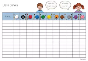 Vorschau - Arbeitsblätter - Colours - Class Survey + Sprachliche Mittel - Seite 1