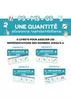 Aperçu - Jeux - Une quantité, plusieurs représentations – Livrets de manipulation et d'association des nombres jusqu'à 6 (PS-MS-GS) - Page de couverture