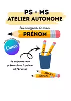 Aperçu - Jeux - Les crayons de mon prénom – Atelier autonome personnalisable (PS-MS) | Reconnaissance du prénom - Page de couverture