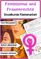 Vorschau - Arbeitsblätter - Feminismus und Frauenrechte Sozialkunde Klassenarbeit - Deckblatt