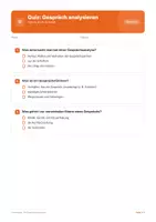 Vorschau - Arbeitsblätter - Quiz: Ein Gespräch analysieren – Deutsch - Seite 1