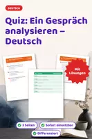 Vorschau - Arbeitsblätter - Quiz: Ein Gespräch analysieren – Deutsch - Deckblatt