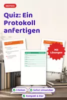 Vorschau - Arbeitsblätter - Quiz: Ein Protokoll anfertigen – Klasse 5-8 - Deckblatt