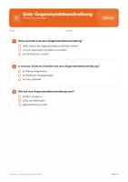 Vorschau - Arbeitsblätter - Quiz: Einen Gegenstand beschreiben – Deutsch - Seite 1
