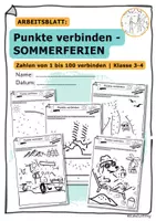 Vorschau - Arbeitsblätter - Punkte verbinden SOMMERFERIEN! Klasse 3 - 4 - Deckblatt
