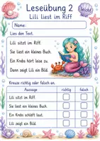 Vorschau - Arbeitsblätter - Erstlesen Klasse 1 – Meerjungfrauen kurze Geschichten | Deutsch Klasse 1 | 6 Leseübungen als PDF - Seite 2