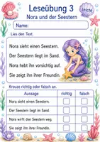 Vorschau - Arbeitsblätter - Erstlesen Klasse 1 – Meerjungfrauen kurze Geschichten | Deutsch Klasse 1 | 6 Leseübungen als PDF - Seite 3