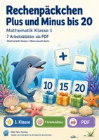 Vorschau - Arbeitsblätter - Rechenpäckchen Plus und Minus bis 20 | Mathematik Klasse 1 | 7 Arbeitsblätter als PDF - Deckblatt