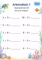 Vorschau - Arbeitsblätter - Rechenpäckchen Plus und Minus bis 20 | Mathematik Klasse 1 | 7 Arbeitsblätter als PDF - Seite 1