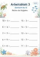 Vorschau - Arbeitsblätter - Rechenpäckchen Plus und Minus bis 20 | Mathematik Klasse 1 | 7 Arbeitsblätter als PDF - Seite 3