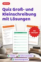 Vorschau - Arbeitsblätter - Quiz Groß- und Kleinschreibung mit Lösungen - Deckblatt