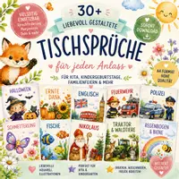 Vorschau - Bildkarten - Tischsprüche Kita PDF | 30+ Tischkarten für Kinder | Jahreszeiten & Feste | Morgenkreis Kindergarten | Sofort Download - Deckblatt