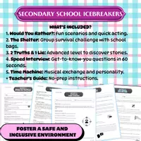 Vista previa - Hojas de trabajo - 5 Secondary School Icebreakers: No-Prep Activities for Teens - Portada