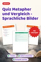 Vorschau - Arbeitsblätter - Quiz Metapher und Vergleich - Sprachliche Bilder - Deckblatt
