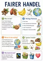 Vorschau - Arbeitsblätter - Lernposter + Arbeitsblätter zum Thema "Fairer Handel" + Lösung & MP3 + Mindmap + Infografik - Deckblatt