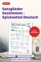 Vorschau - Merkblätter - Satzglieder bestimmen - Spickzettel Deutsch - Deckblatt