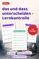 Vorschau - Test - das und dass unterscheiden - Lernkontrolle - Deckblatt