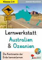 Vorschau - Arbeitsblätter - Lernwerkstatt Australien und Ozeanien | Sachunterricht Grundschule Klasse 2-4 | Kontinente, Aborigines, Neuseeland, Maori, Tierwelt, Südsee | differenzierte Arbeitsblätter Kopiervorlagen Freiarbeit mit Lösungen - Deckblatt