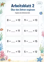 Vorschau - Arbeitsblätter - Über den Zehner rechnen Klasse 1 | Mathematik | 5 Arbeitsblätter als PDF - Seite 2