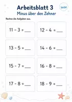 Vorschau - Arbeitsblätter - Über den Zehner rechnen Klasse 1 | Mathematik | 5 Arbeitsblätter als PDF - Seite 3