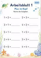 Vorschau - Arbeitsblätter - Kopfrechnen bis 10 | Mathematik Klasse 1 | 7 Arbeitsblätter als PDF - Seite 1