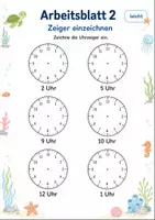 Vorschau - Arbeitsblätter - Uhrzeit ganze Stunden Klasse 1 | Mathematik | 5 Arbeitsblätter als PDF - Seite 2