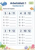 Vorschau - Arbeitsblätter - Aufgabenfamilien bis 20 | Mathematik Klasse 1 | 7 Arbeitsblätter als PDF - Seite 1