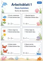 Vorschau - Arbeitsblätter - Rechengeschichten bis 10 | Mathematik Klasse 1 | 7 Arbeitsblätter als PDF - Seite 1