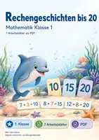 Vorschau - Arbeitsblätter - Rechengeschichten bis 20 | Mathematik Klasse 1 | 7 Arbeitsblätter als PDF - Deckblatt