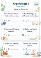 Vorschau - Arbeitsblätter - Rechengeschichten bis 20 | Mathematik Klasse 1 | 7 Arbeitsblätter als PDF - Seite 1