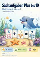 Vorschau - Arbeitsblätter - Sachaufgaben Plus bis 10 | Mathematik Klasse 1 | 7 Arbeitsblätter als PDF - Deckblatt