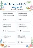 Vorschau - Arbeitsblätter - Sachaufgaben Minus bis 10 | Mathematik Klasse 1 | 7 Arbeitsblätter als PDF - Seite 3
