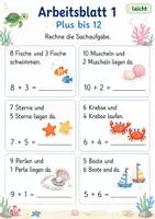 Vorschau - Arbeitsblätter - Sachaufgaben Plus und Minus bis 20 | Mathematik Klasse 1 | 7 Arbeitsblätter als PDF - Seite 1
