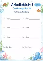 Vorschau - Arbeitsblätter - Münzen zählen bis 50 Cent | Mathematik Klasse 1 | 7 Arbeitsblätter als PDF - Seite 1