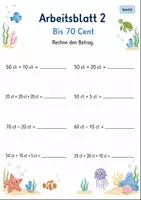 Vorschau - Arbeitsblätter - Münzen zählen bis 1 Euro | Mathematik Klasse 1 | 7 Arbeitsblätter als PDF - Seite 2