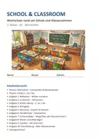 Vorschau - Arbeitsblätter - School & Classroom Vocabulary – Englischer Wortschatz für die 1. Klasse Mittelschule Schulsachen, Klassenzimmer & aanthe - Seite 1
