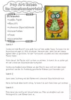 Vorschau - Arbeitsblätter - Eulen Pop Art Kunst, Fertige Kunststunde Klasse 1-4 Grundschule, Herbst Kunstunterricht - Seite 1