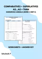 Vorschau - Arbeitsblätter - Comparatives + Superlatives + as ... as + than WORKSHEET (More 3 Unit 4 Dangerous Animals) - Deckblatt