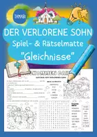 Vorschau - Arbeitsblätter - Der verlorene Sohn - Religion Bibelgeschichten "Spiel- & Rätselmatte" | Gleichnis vom verlorenen Sohn | Religion Grundschule | Der verlorene Sohn Klasse 2, 3 & 4 | Aufgaben für Schnelle | Ich bin fertig Aufgaben | Lückenfüller - Deckblatt