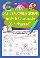 Vorschau - Arbeitsblätter - Das verlorene Schaf - Religion Bibelgeschichten "Spiel- & Rätselmatte" | Das verlorene Schaf Klasse 1 & 2 | Gleichnis vom verlorenen Schaf | Religion Grundschule | Aufgaben für Schnelle | Ich bin fertig Aufgaben | Lückenfüller - Deckblatt