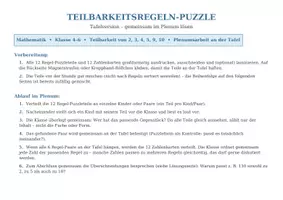 Vorschau - Präsentationen/Tafelbilder - Teilbarkeitsregeln Puzze Tafelmaterial - Seite 1