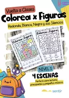 Vista previa - Hojas de trabajo - Colorea por Figuras | Nivel 1 | Redonda, Blanca, Negra - Portada