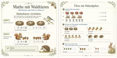 Vorschau - Arbeitsblätter - Mathe mit Waldtieren - Malnehmen und Teilen Übungsheft 3. Klasse - Deckblatt