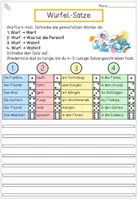 Vorschau - Arbeitsblätter - Satzbau-Würfelspiel Sommer | Sätze erweitern & bilden mit Nomen, Verben & Präpositionen (Klasse 3-4 & DaZ) - Seite 1