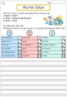 Vorschau - Arbeitsblätter - Satzbau-Würfelspiel Sommer | Sätze erweitern & bilden mit Nomen, Verben & Präpositionen (Klasse 3-4 & DaZ) - Seite 2