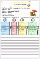 Vorschau - Arbeitsblätter - Satzbau-Würfelspiel Herbst | Sätze erweitern & bilden mit Nomen, Verben & Präpositionen (Klasse 3- 4 & DaZ) - Seite 1