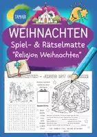 Vorschau - Arbeitsblätter - Weihnachten - Religion "Spiel- & Rätselmatte" | Die Weihnachtsgeschichte | Weihnachten Grundschule | Weihnachten Klasse 2, 3 & 4 | Geburt Jesu | Aufgaben für Schnelle | Ich bin fertig Aufgaben | Lückenfüller - Deckblatt