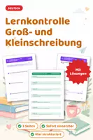 Vorschau - Test - Lernkontrolle Groß- und Kleinschreibung - Deckblatt