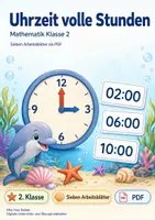 Vorschau - Arbeitsblätter - Uhrzeit volle Stunden | Mathematik Klasse 2 | 7 Arbeitsblätter als PDF - Deckblatt