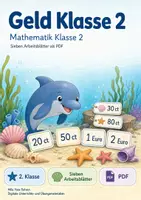 Vorschau - Arbeitsblätter - Geld Klasse 2 | Mathematik Klasse 2 | 7 Arbeitsblätter als PDF - Deckblatt